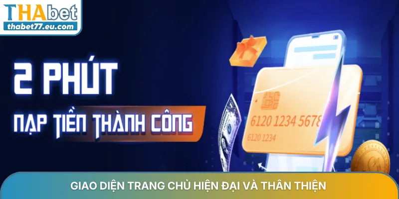 Giao diện trang chủ THA Casino hiện đại và thân thiện