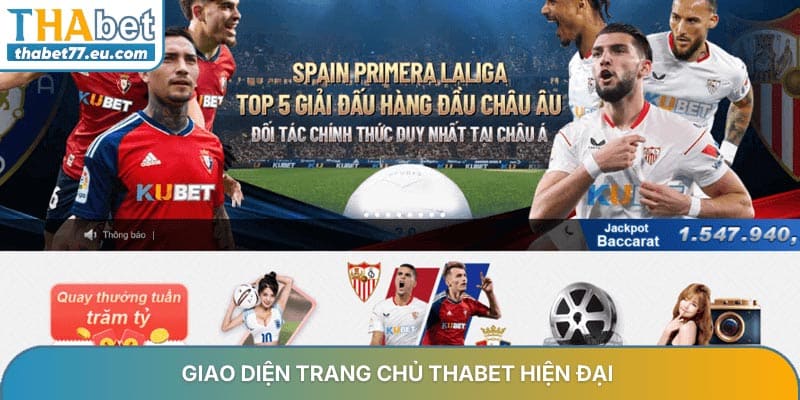 Giao diện trang chủ THABET hiện đại và thân thiện với người dùng năm 2026